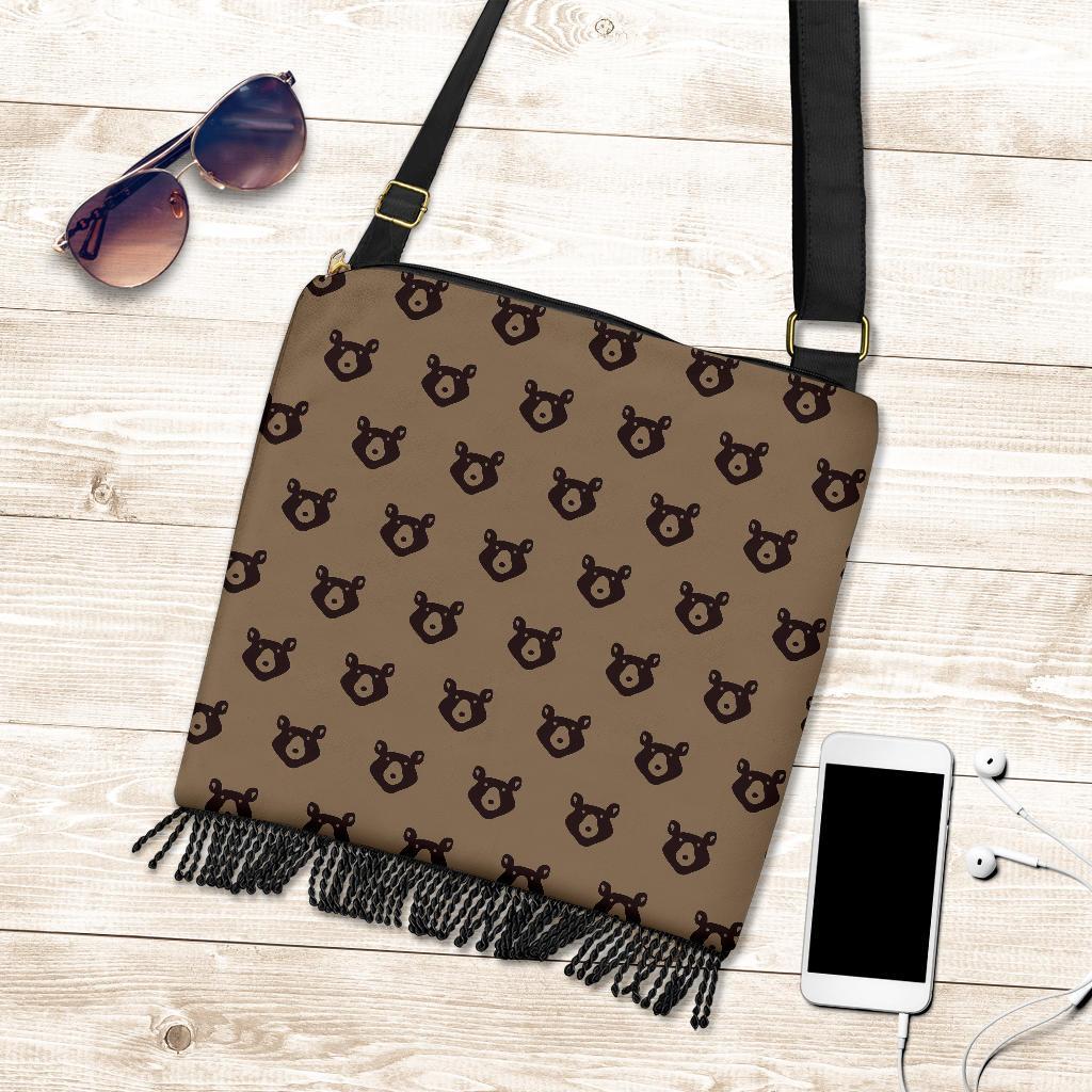 Brown Teddy Bear Pattern Print Crossbody Bags-grizzshop