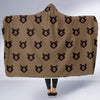 Brown Teddy Bear Pattern Print Hooded Blanket-grizzshop