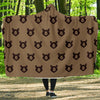 Brown Teddy Bear Pattern Print Hooded Blanket-grizzshop