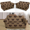 Brown Teddy Bear Pattern Print Loveseat Cover-grizzshop