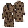 Brown Teddy Bear Pattern Print Men Long Robe-grizzshop