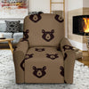 Brown Teddy Bear Pattern Print Recliner Cover-grizzshop