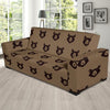 Brown Teddy Bear Pattern Print Sofa Covers-grizzshop