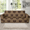 Brown Teddy Bear Pattern Print Sofa Covers-grizzshop