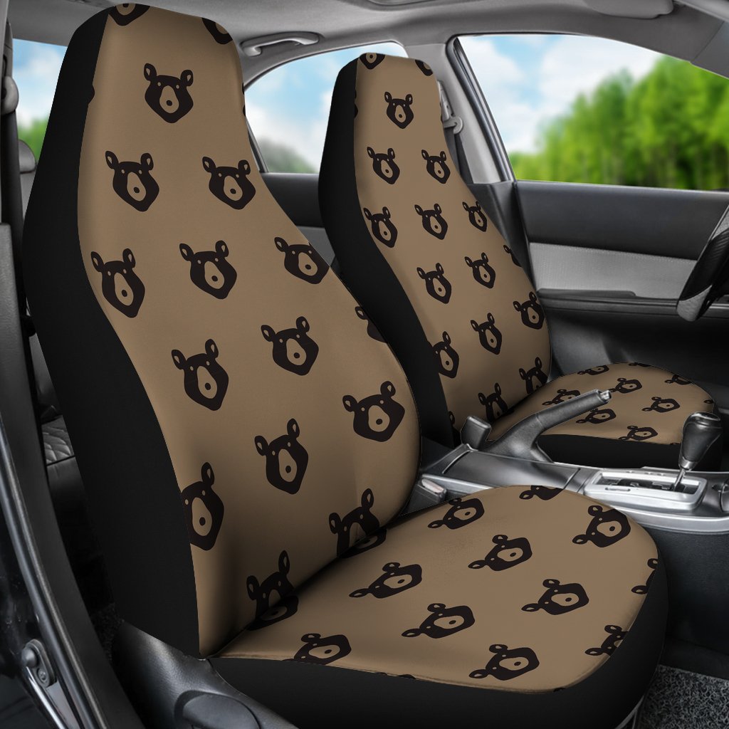 Brown Teddy Bear Pattern Print Universal Fit Car Seat Cover-grizzshop