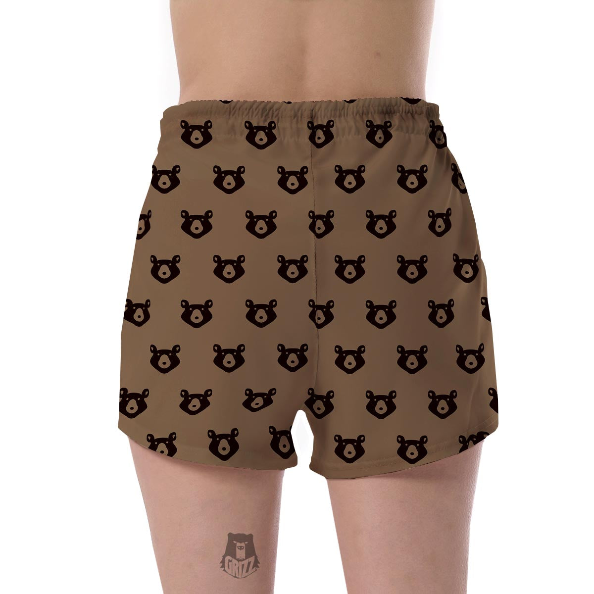 Brown Teddy Bear Pattern Print Women's Shorts-grizzshop