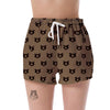 Brown Teddy Bear Pattern Print Women's Shorts-grizzshop