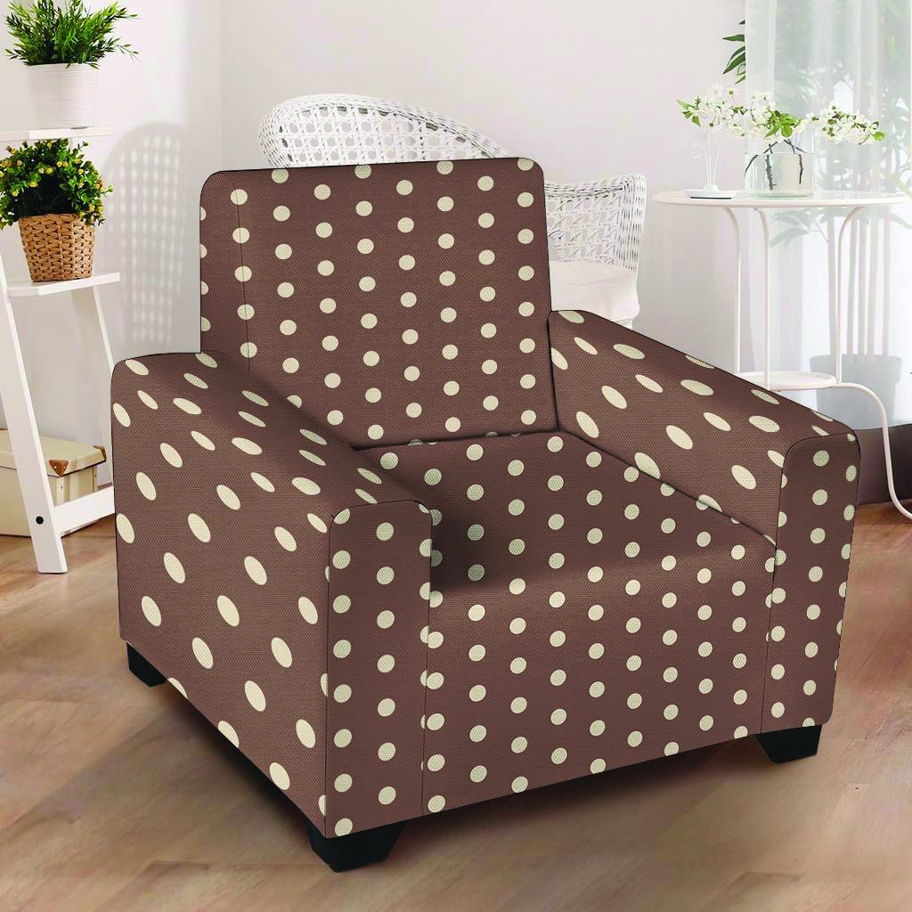 Brown Tiny Polka Dot Armchair Cover-grizzshop