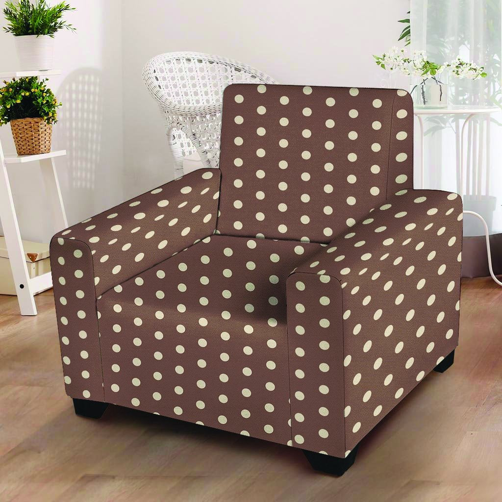 Brown Tiny Polka Dot Armchair Cover-grizzshop