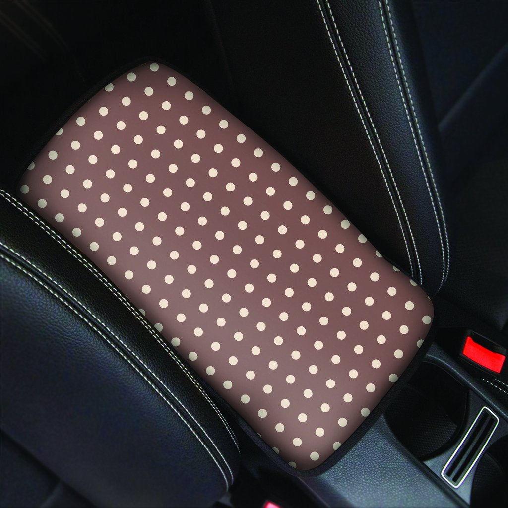 Brown Tiny Polka Dot Car Console Cover-grizzshop