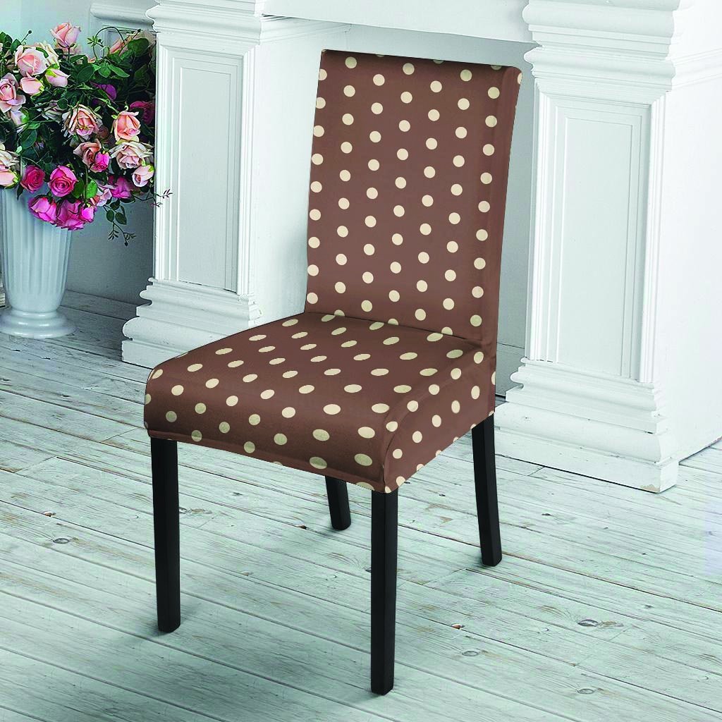 Brown Tiny Polka Dot Chair Cover-grizzshop