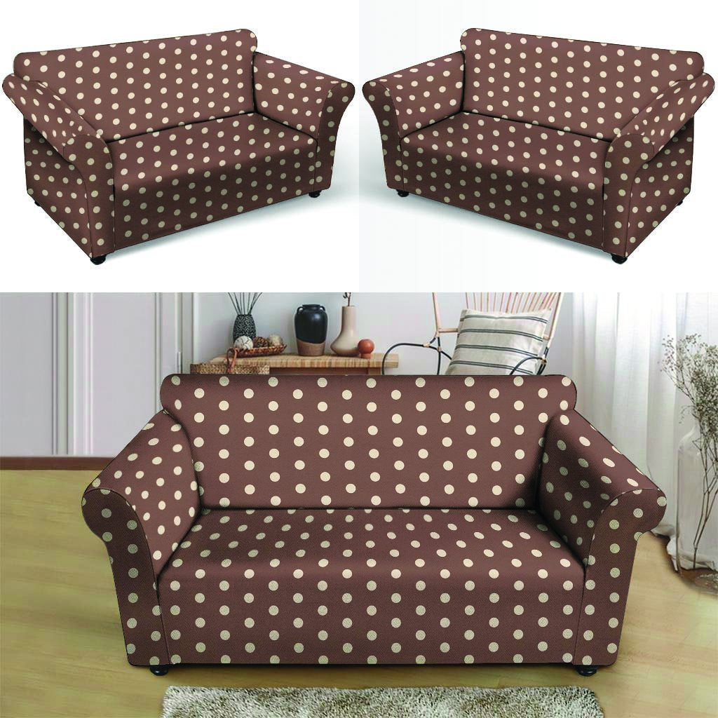 Brown Tiny Polka Dot Loveseat Cover-grizzshop