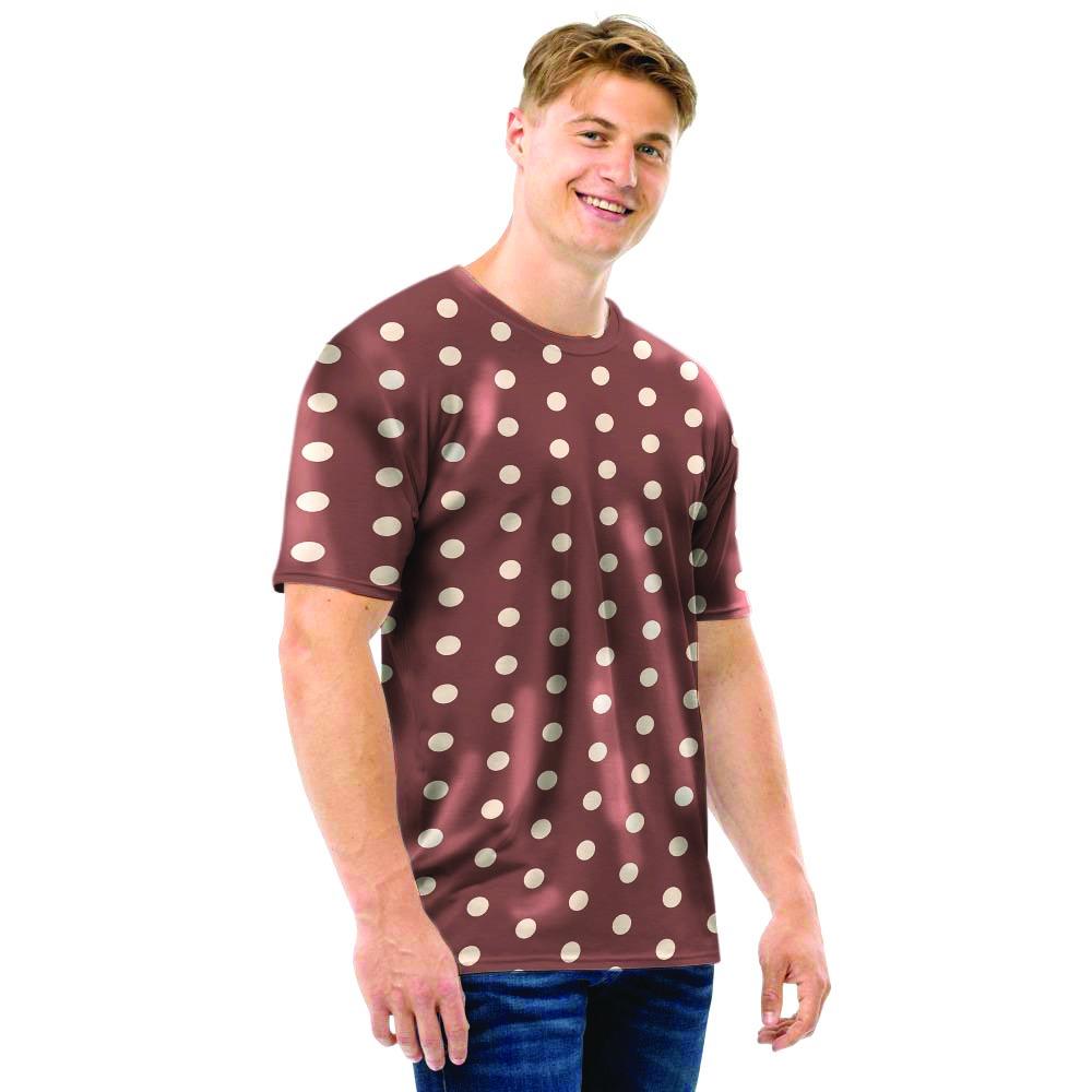 Brown Tiny Polka Dot Men T Shirt-grizzshop