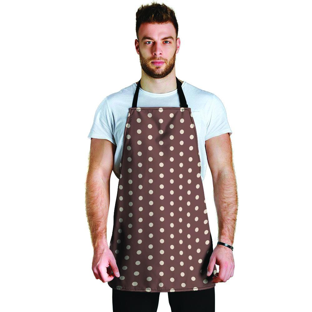 Brown Tiny Polka Dot Men's Apron-grizzshop