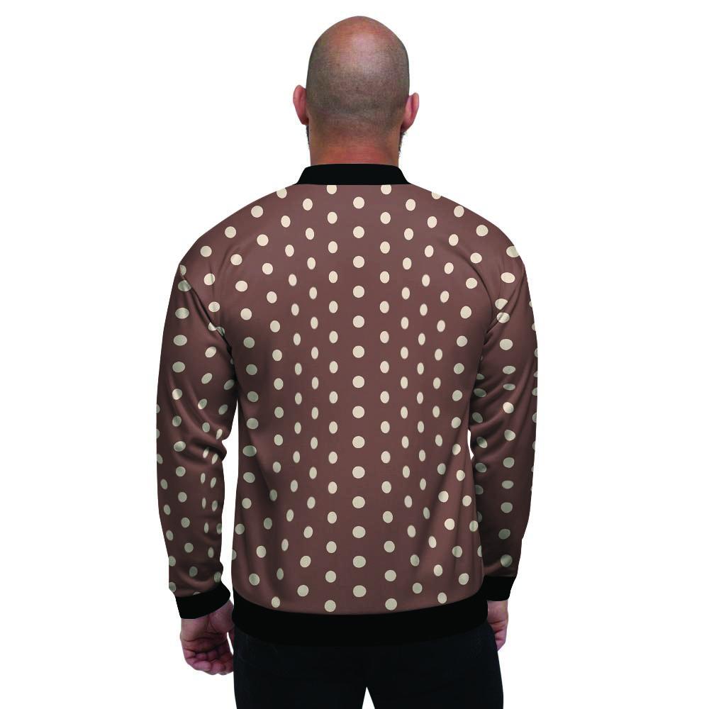 Brown Tiny Polka Dot Men's Bomber Jacket-grizzshop