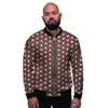 Brown Tiny Polka Dot Men's Bomber Jacket-grizzshop