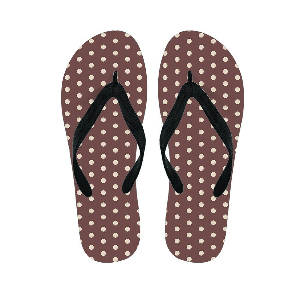 Brown Tiny Polka Dot Men's Flip Flops-grizzshop