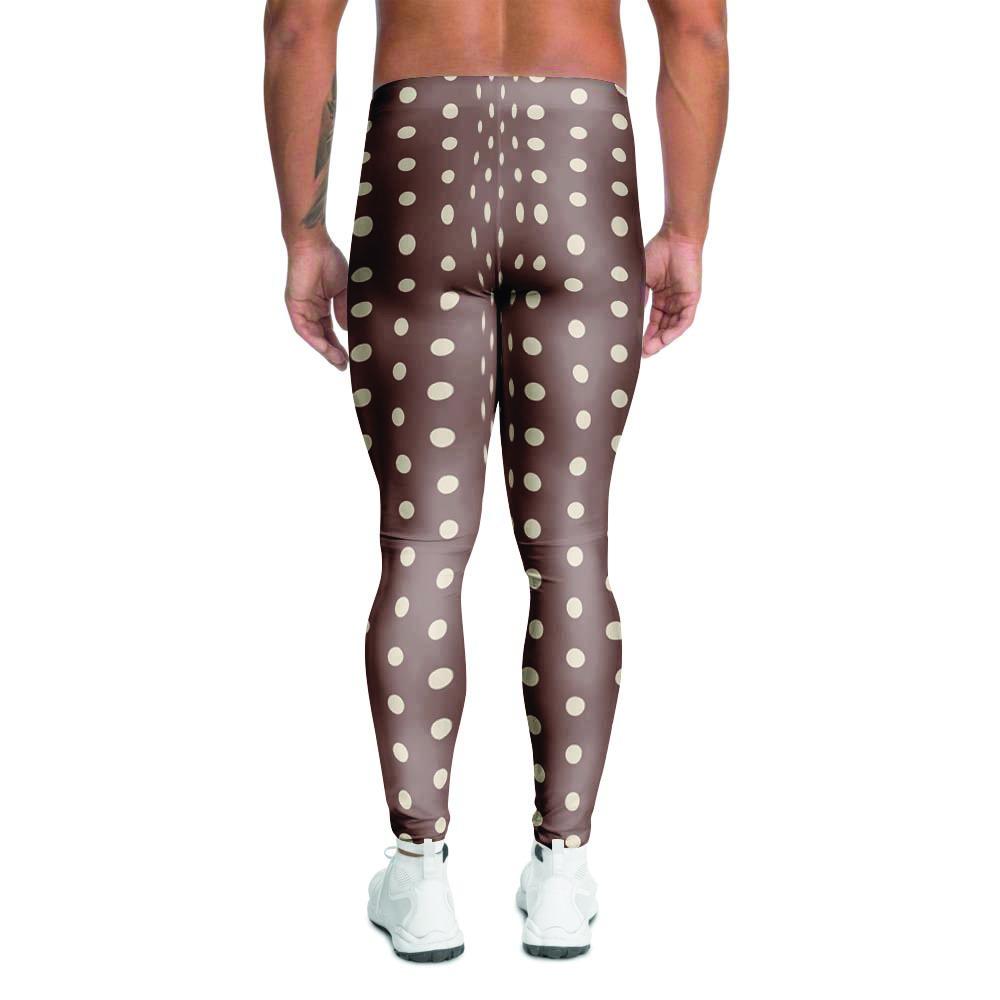 Brown Tiny Polka Dot Men's Leggings-grizzshop