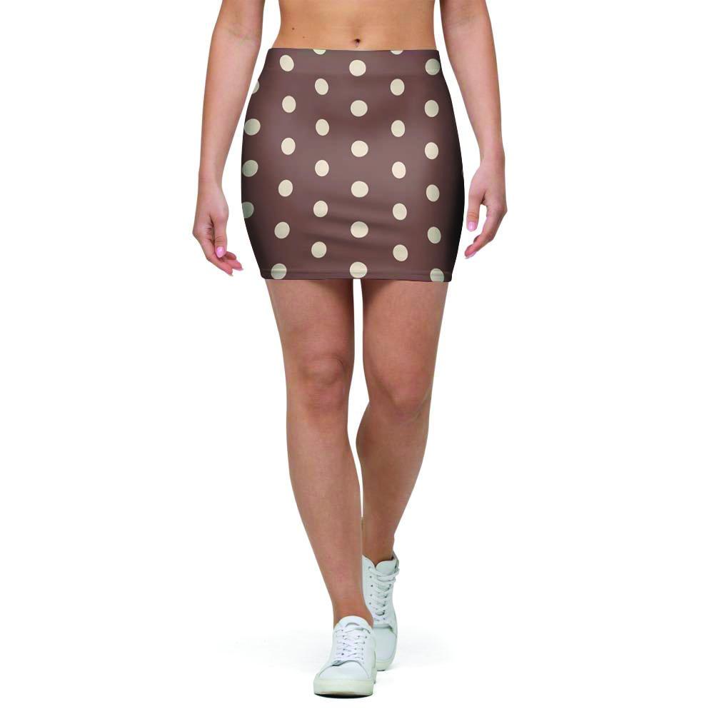 Brown Tiny Polka Dot Mini Skirt-grizzshop