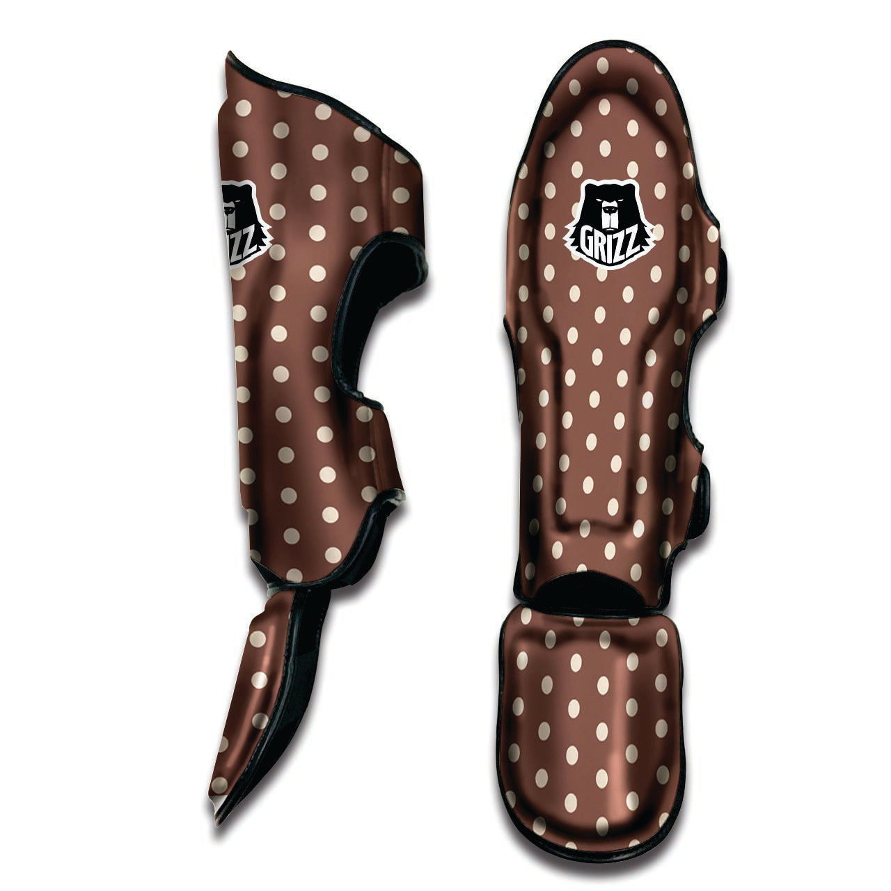 Brown Tiny Polka Dot Muay Thai Shin Guard-grizzshop