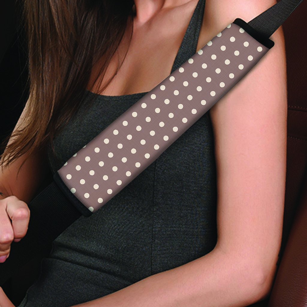 Brown Tiny Polka Dot Seat Belt Cover-grizzshop