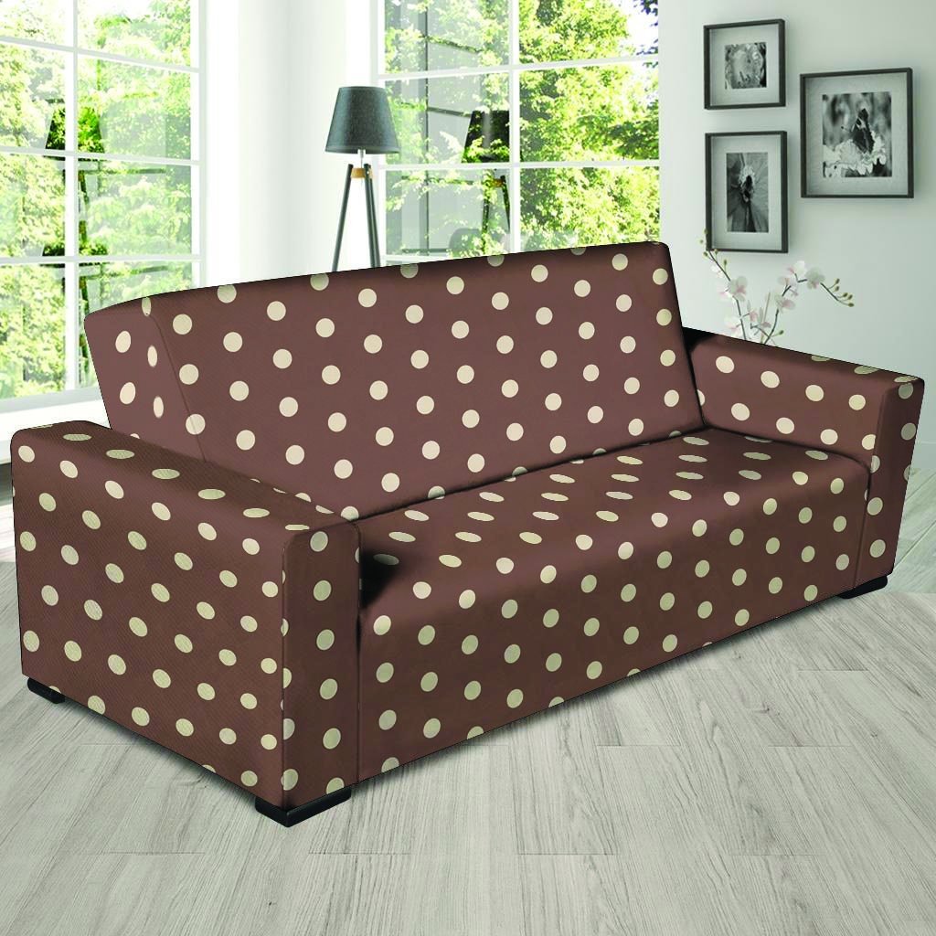 Brown Tiny Polka Dot Sofa Cover-grizzshop