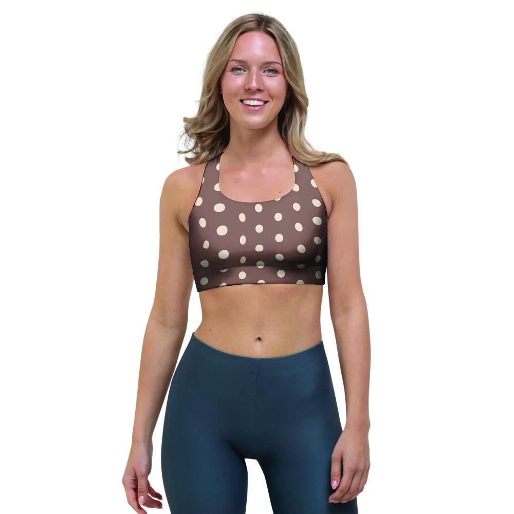 Brown Tiny Polka Dot Sports Bra-grizzshop