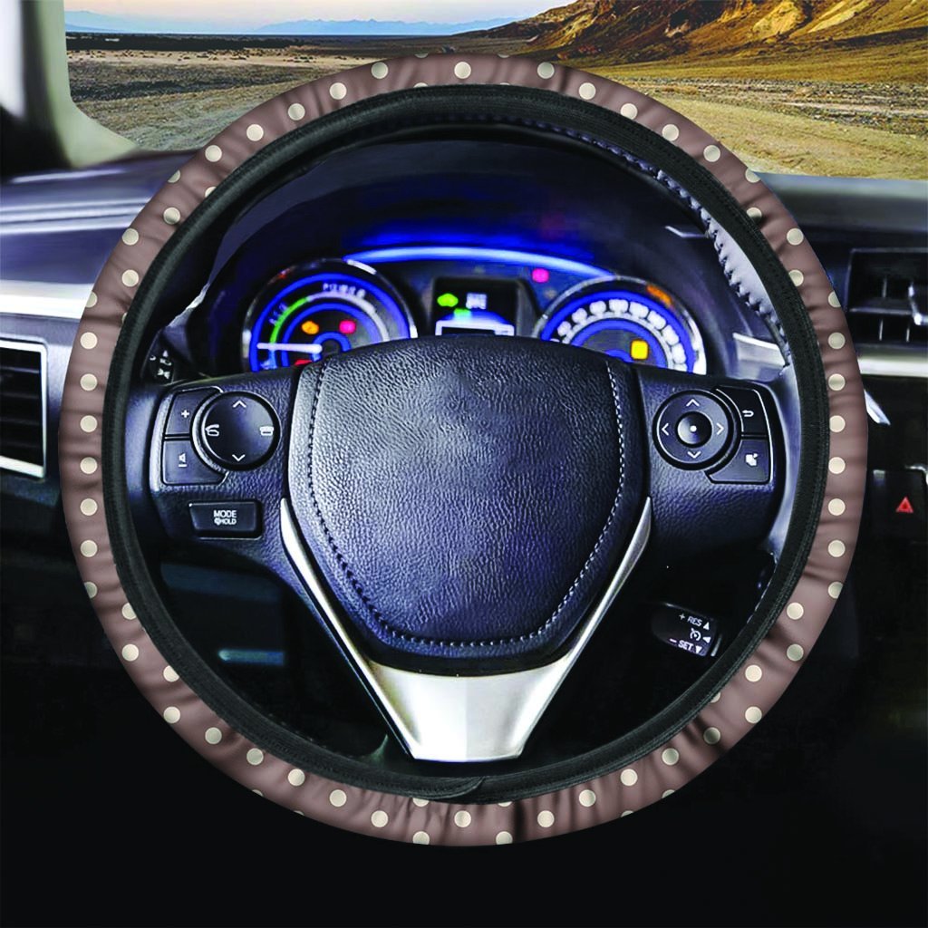 Brown Tiny Polka Dot Steering Wheel Cover-grizzshop