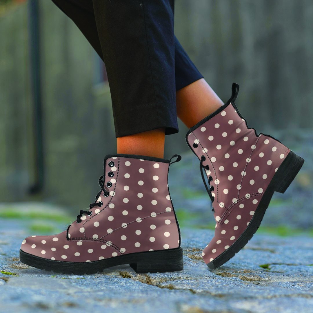 Brown Tiny Polka Dot Women's Boots-grizzshop