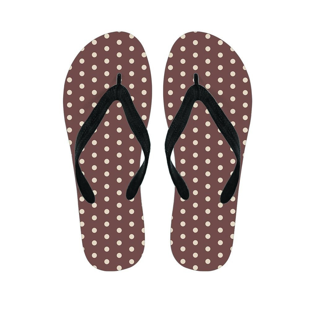 Brown Tiny Polka Dot Women's Flip Flops-grizzshop