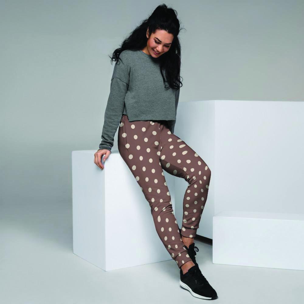 Brown Tiny Polka Dot Women's Joggers-grizzshop