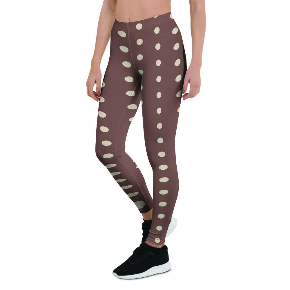 Brown Tiny Polka Dot Women's Leggings-grizzshop