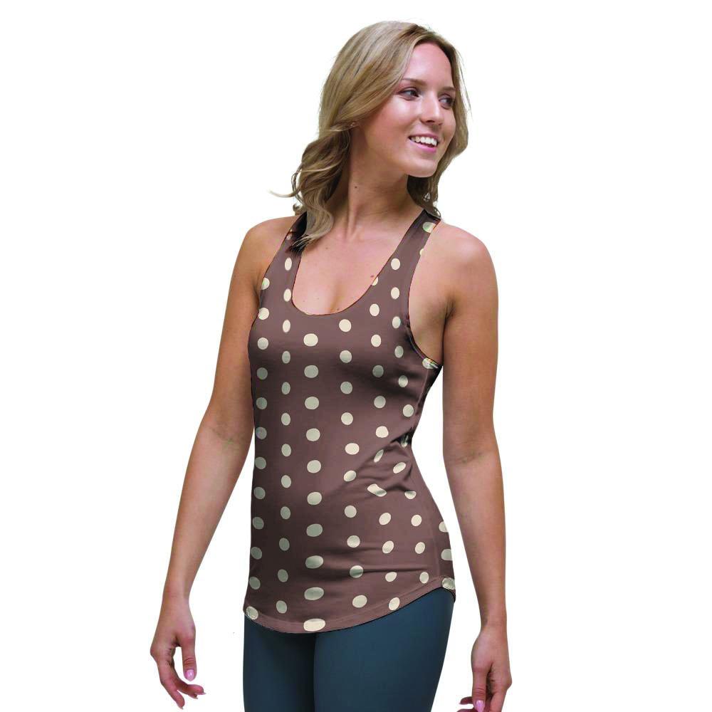 Brown Tiny Polka Dot Women's Racerback Tank Top-grizzshop