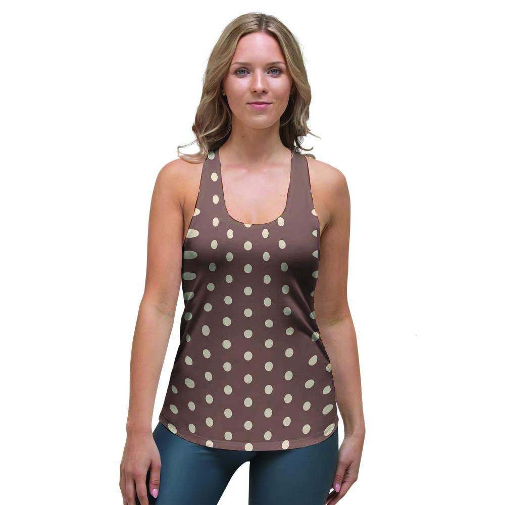 Brown Tiny Polka Dot Women's Racerback Tank Top-grizzshop
