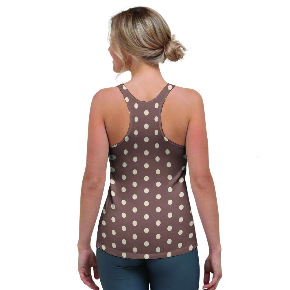 Brown Tiny Polka Dot Women's Racerback Tank Top-grizzshop