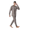 Brown Wave Striped Print Men's Pajamas-grizzshop