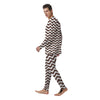 Brown Wave Striped Print Men's Pajamas-grizzshop