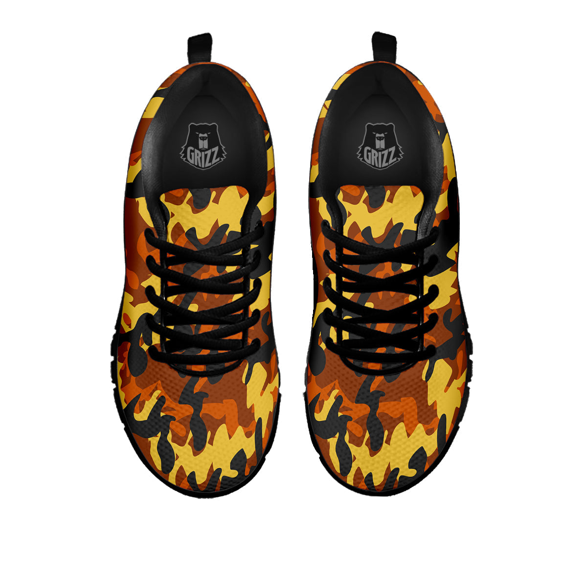 Brown Yellow And Black Camouflage Print Pattern Black Sneaker-grizzshop