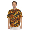 Brown Yellow And Black Camouflage Print Pattern Men's Short Sleeve Shirts-grizzshop