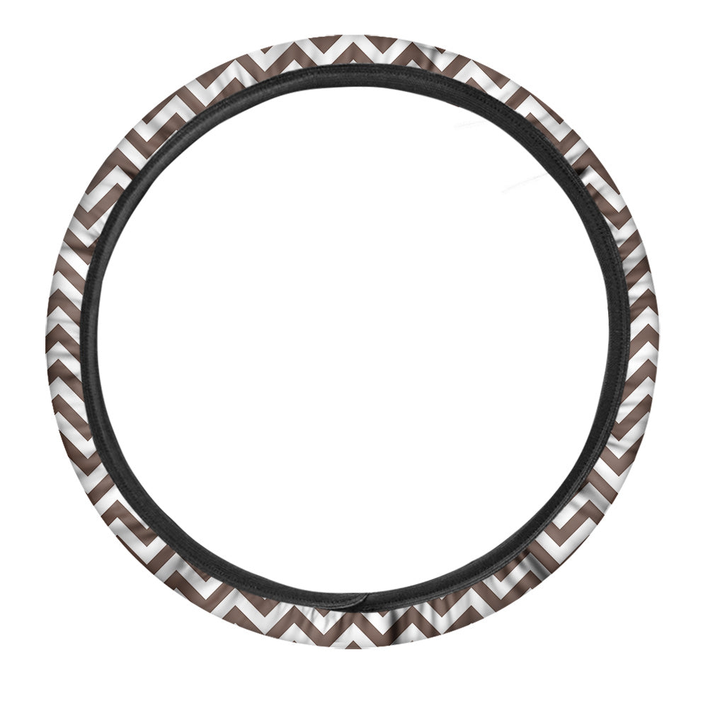 Brown Zigzag Print Pattern Car Steering Wheel Cover-grizzshop