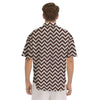 Brown Zigzag Print Pattern Men's Short Sleeve Shirts-grizzshop