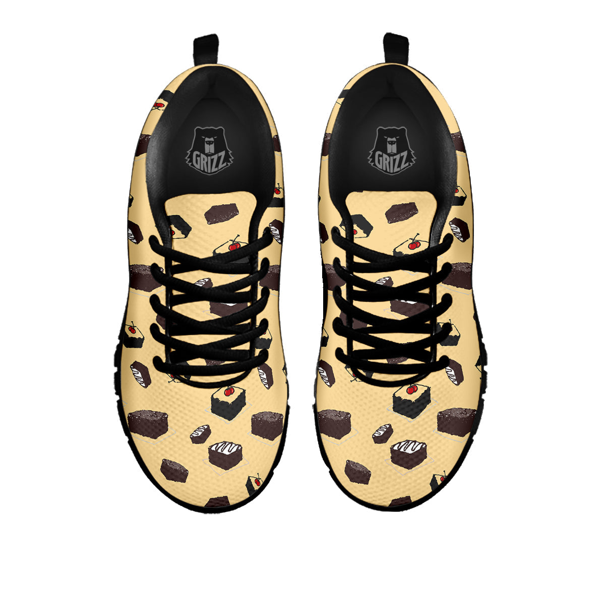 Brownie Beige Print Pattern Black Sneaker-grizzshop