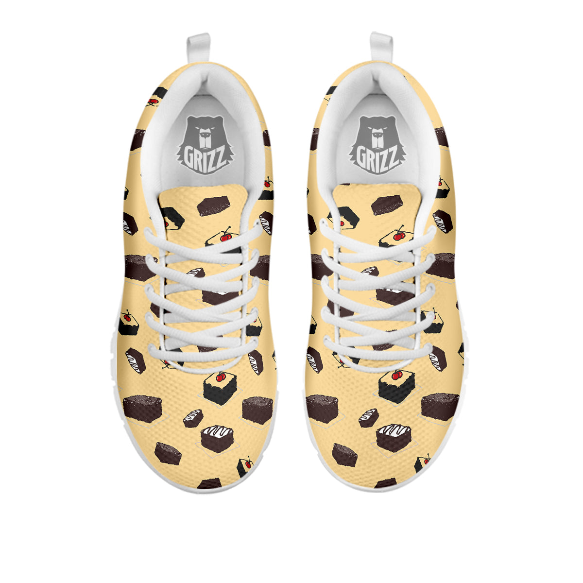 Brownie Beige Print Pattern White Sneaker-grizzshop