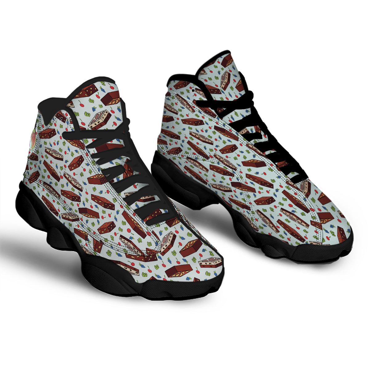 Brownie Brown Print Pattern Black Basketball Shoes-grizzshop
