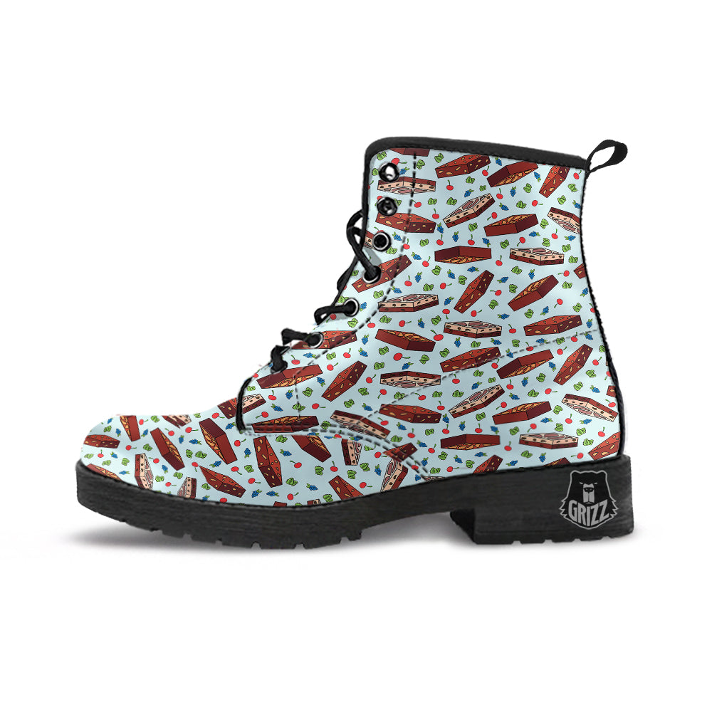 Brownie Brown Print Pattern Leather Boots-grizzshop