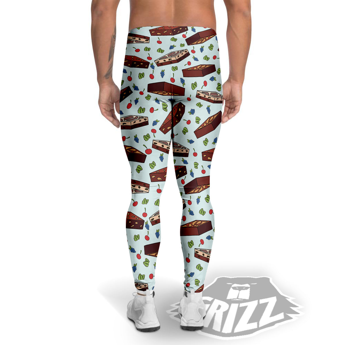 Brownie Brown Print Pattern Men's Leggings-grizzshop