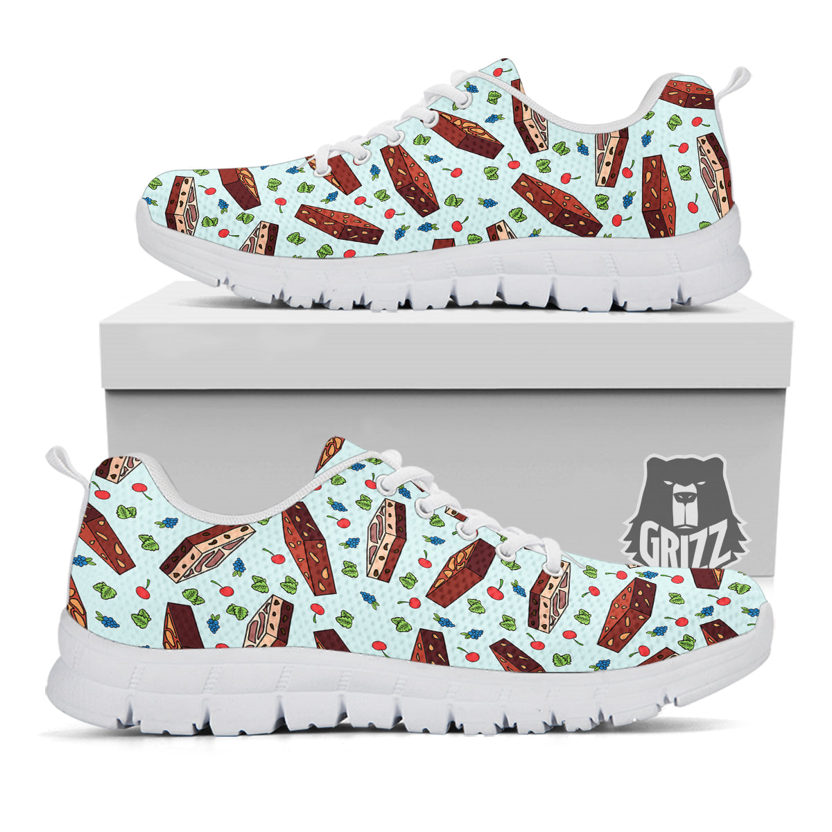 Brownie Brown Print Pattern White Sneaker-grizzshop