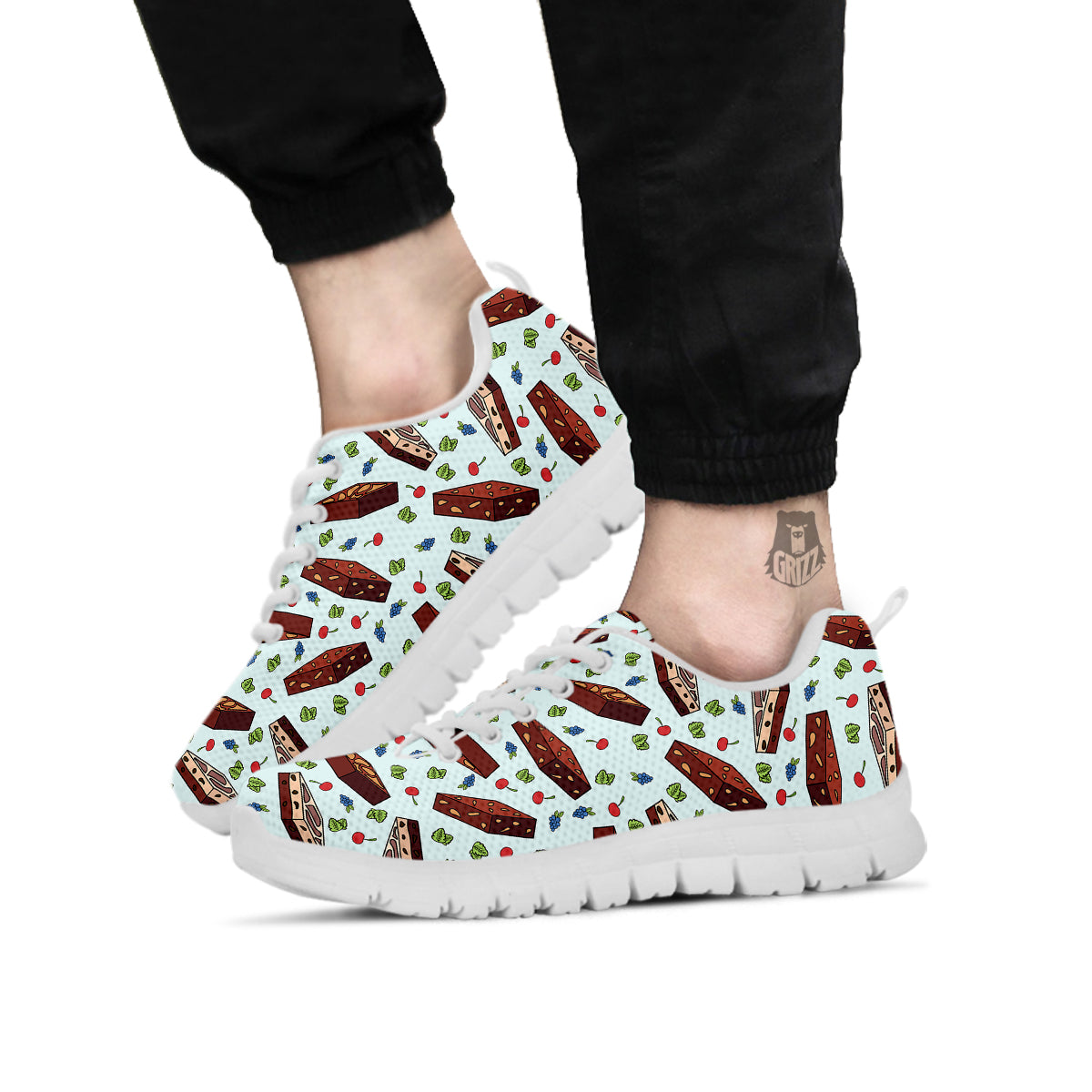 Brownie Brown Print Pattern White Sneaker-grizzshop