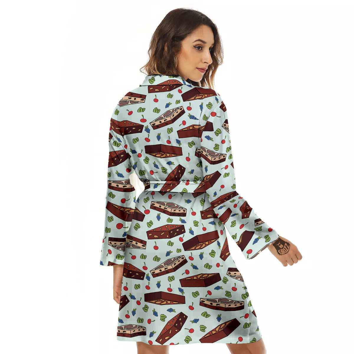 Brownie Brown Print Pattern Women's Robe-grizzshop