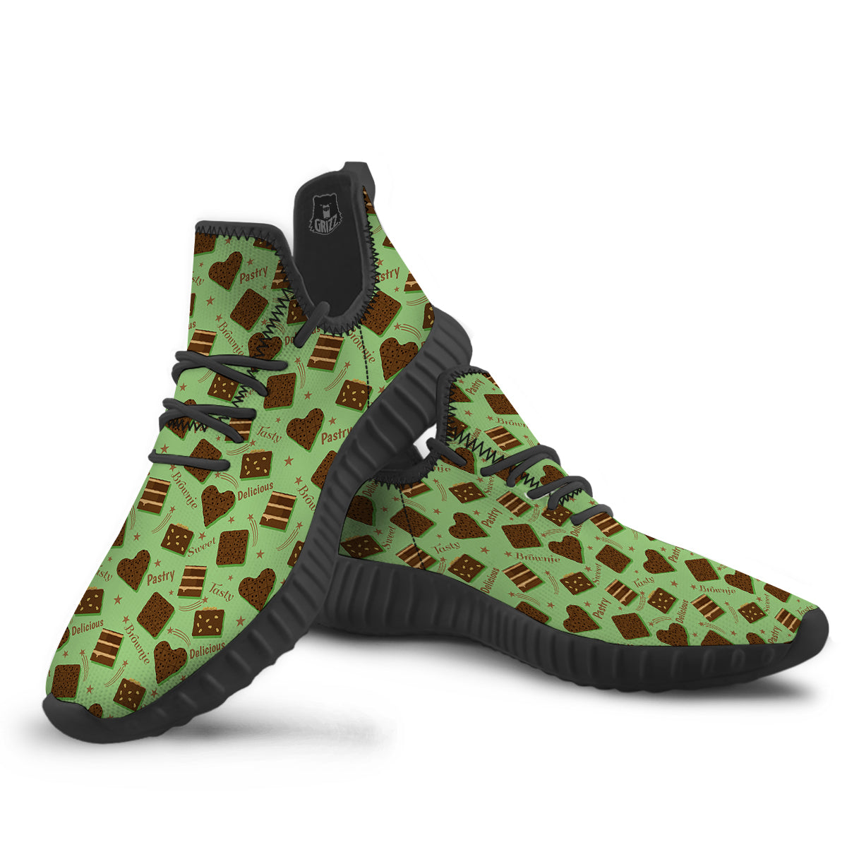 Brownie Delicious Print Pattern Black Walking Shoes-grizzshop